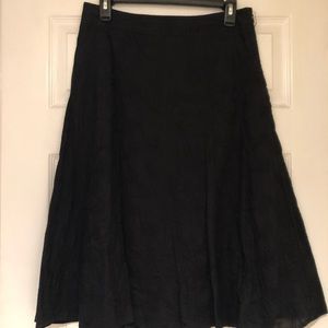 vintage black flowy midi skirt